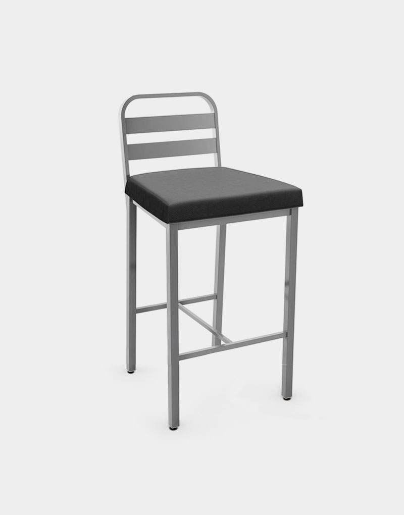Arturo Industrial Metal Stool Chrome Black Cushion