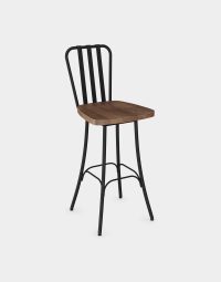 Cedric Industrial Stool Wooden Seat